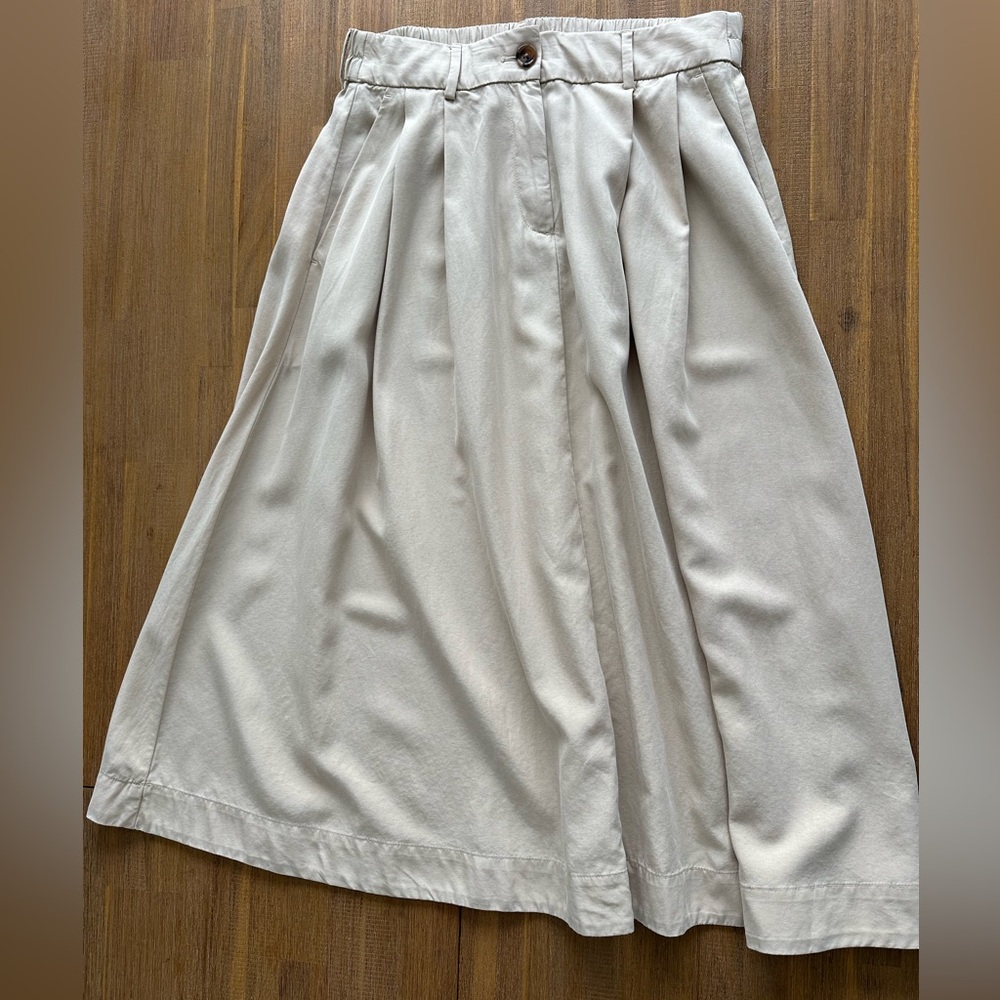 NWT Soft Tencel Linen blend Midi Skirt size M Chicos Pleated A line - Picture 2 of 13